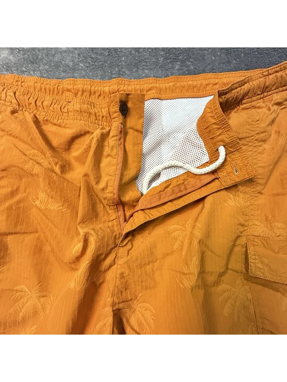 Tommy Bahama Men’s XL Orange Palm Tree Swim Trunks Cargo Board Shorts